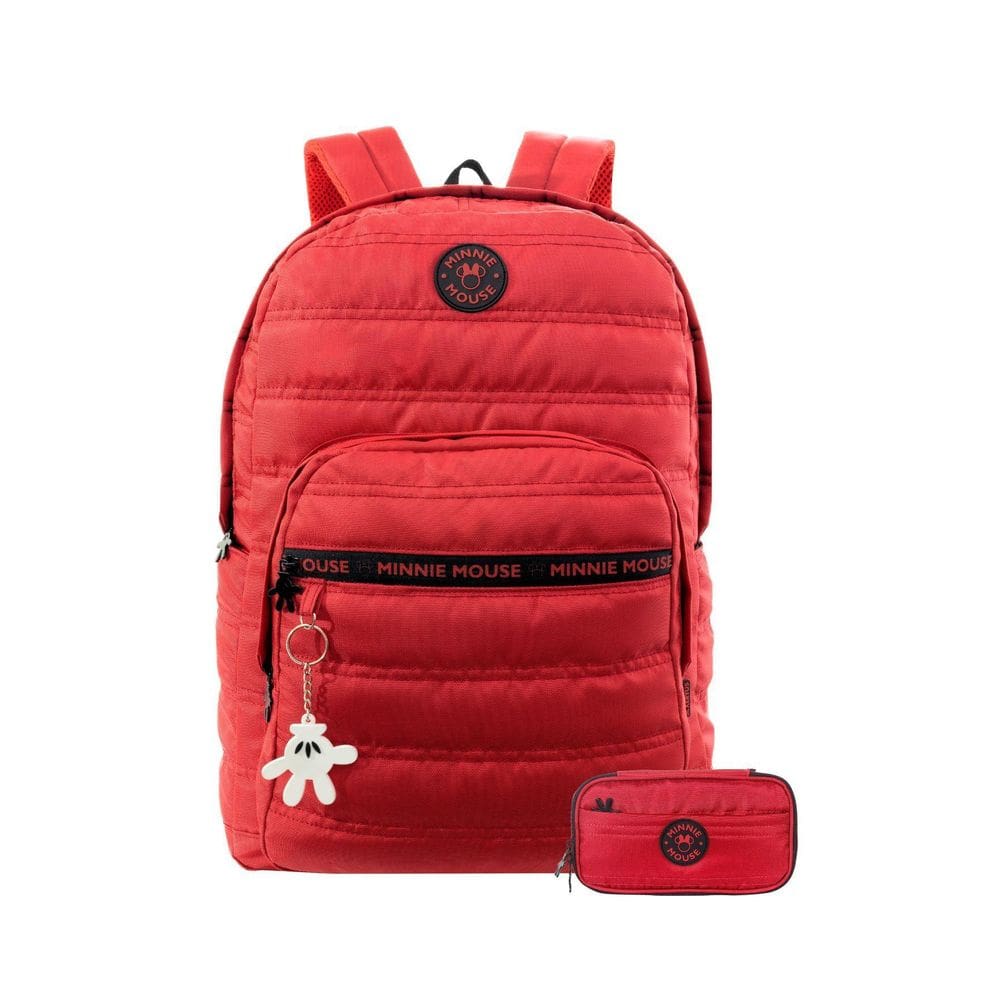Kit Escolar Mochila Costa+Estojo Multi Vermelho Minnie Mouse
