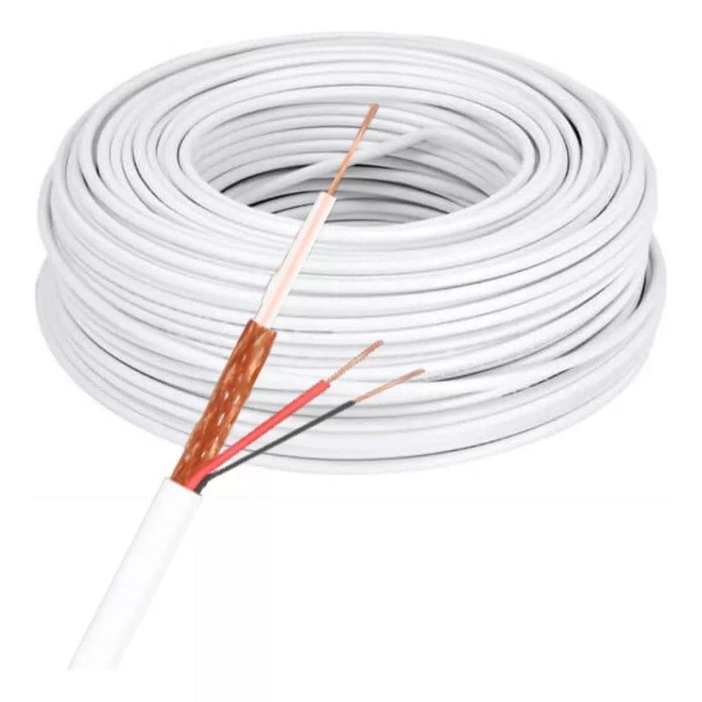 Cabo Coaxial 4Mm Flexível Cftv Camera 95% Malha 26Awg 100M