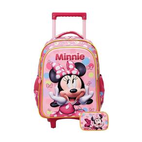Kit Escolar Mochila Rodinha+Estojo Box Minnie Mouse