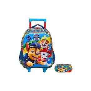 Kit Escolar Mochila Rodinha+Estojo Duplo Patrulha Canina