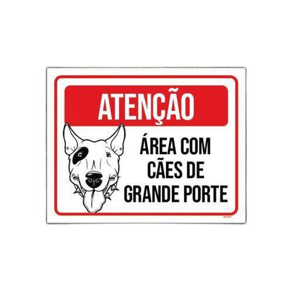 Placa Atenção Área Cães Grande Porte Pitbull 36X46