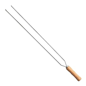 Espeto Duplo Churrasco Tramontina 65Cm Inox Cabo Madeira