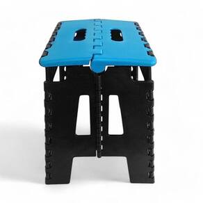 Banqueta Dobrável Multiuso Azul Até 100Kg Plástico