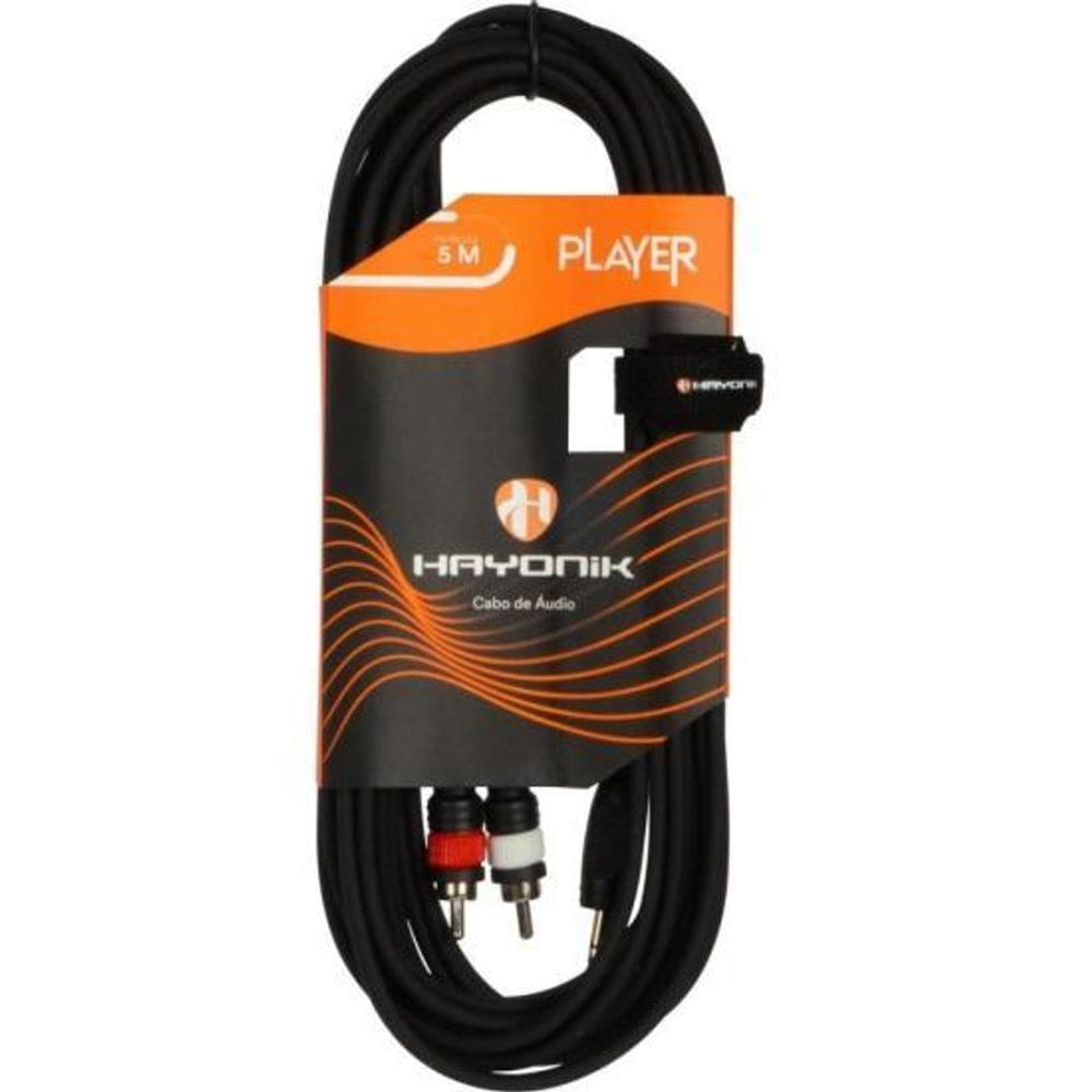 Cabo de Áudio Player P2 x RCA 5m Preto Hayonik [F003]