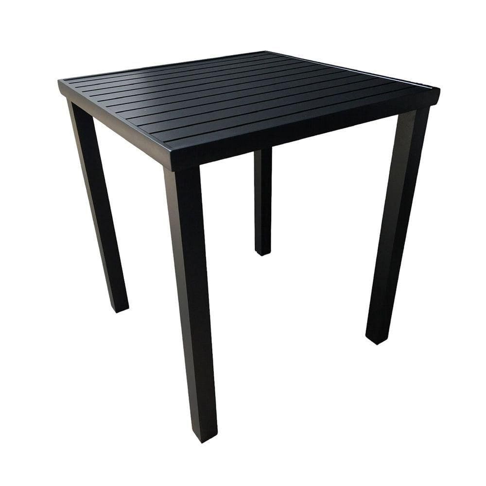 Mesa Tampo Ripado Quadrada 0.75x0.75m Alumínio Preto