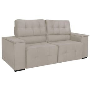 Sofá Cama Retrátil Sala Vicenza 210cm Linho Bege