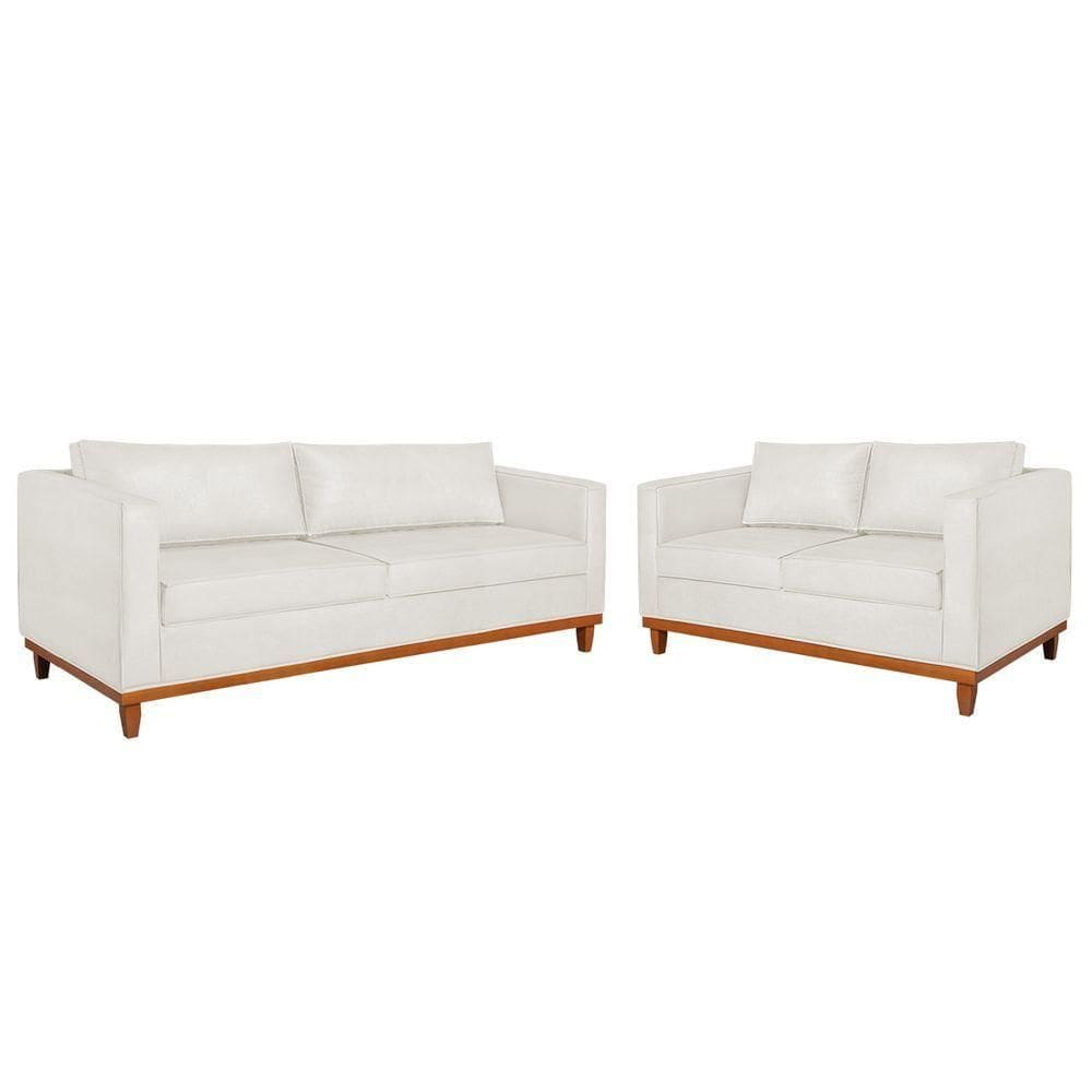 Kit Sofá 2 E 3 Lugares 180cm Europa Bouclé Adj Decor Branco