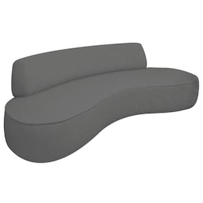 Sofá Curvo 2 Lugares Orgânico Recepção Sala Amsterdã 120cm Linho Adj Decor Cinza