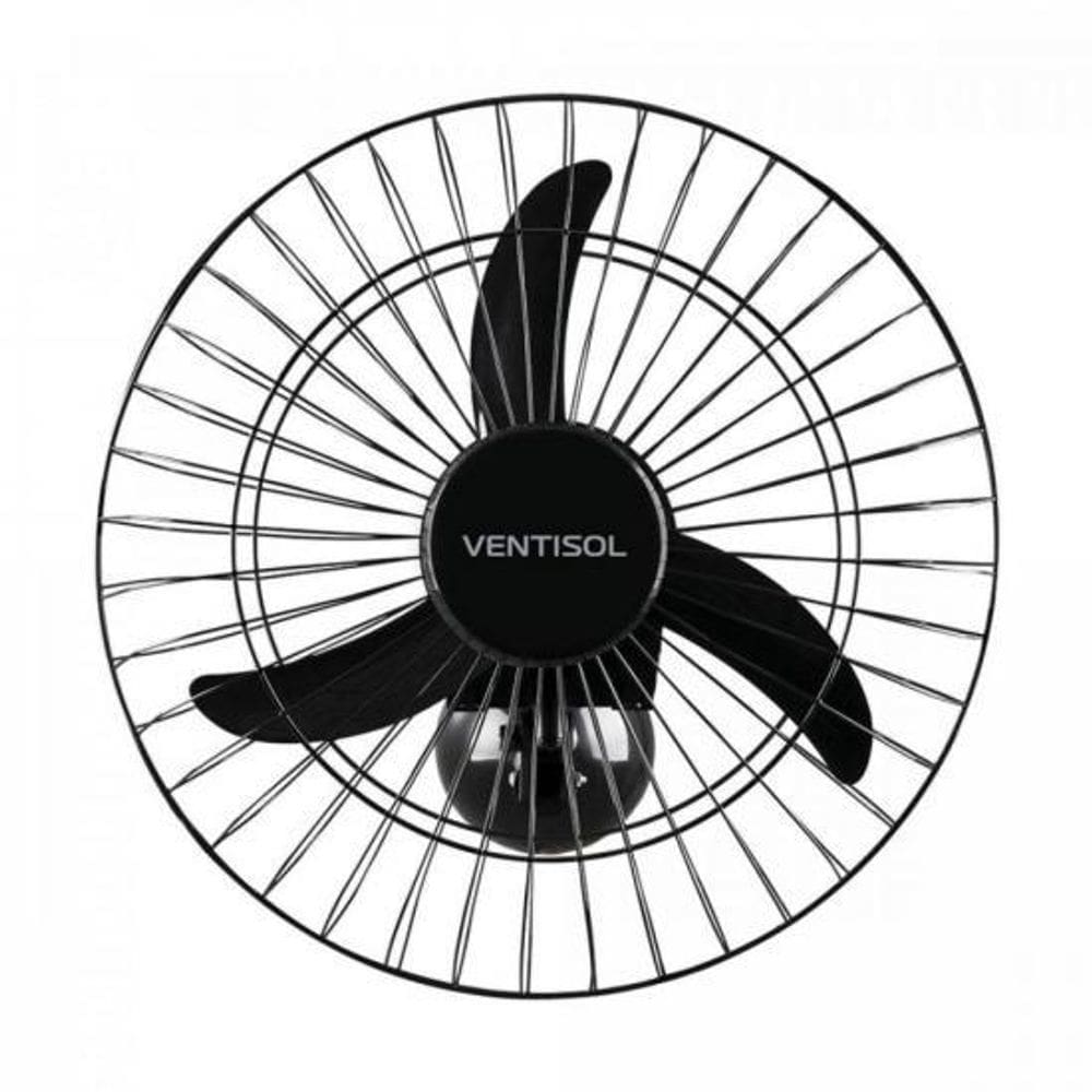 Ventilador de Parede Ventisol Oscilante 50cm Aço Preto Bivolt [F002]