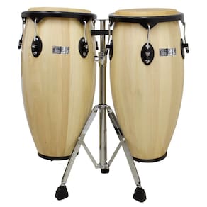 Par De Congas 11 E 12 Natural Com Suporte New York [F097]
