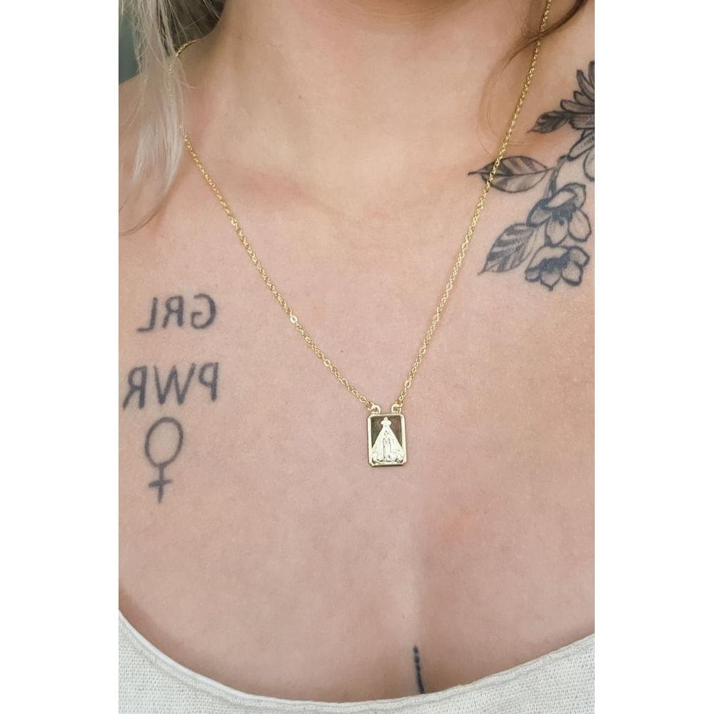 Escapulário Com Mini Medalhas Banhado Em Ouro 18k [F027]