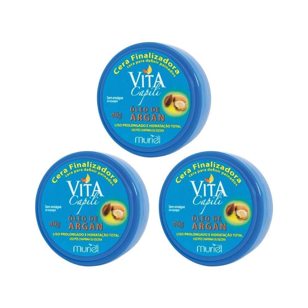 Cera Finalizadora Capilar Muriel 40G Argan - Kit Com 3Un