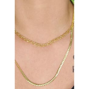 Colar Duplo Com Correntes Grossas Banhado Em Ouro 18k [F027]