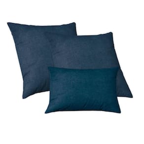 2 Capas Almofada 50X50 + 1 Capa 30X50 Glamour Azul Petroleo