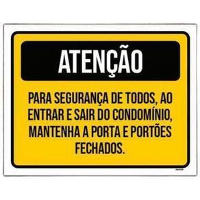 Kit 5 Placaatenção Segurança Porta Portões Fechados