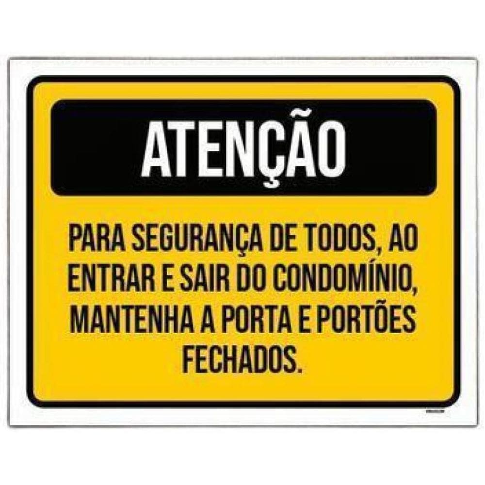 Kit 5 Placaatenção Segurança Porta Portões Fechados