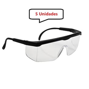 Kit 5 óculos Proteção Segurança Incolor Epi 1° Linha Ajuste - UN / 5 [F103]