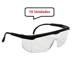 Kit 10 óculos Protetor Epi Incolor Haste Regulagem Com Ca - UN / 10 [F103]