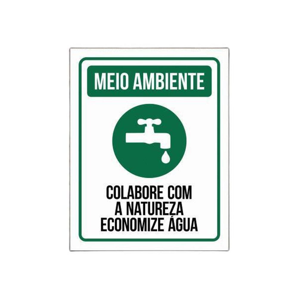 Placa Sinalização Meio Ambiente - Economize Aguá 27X35