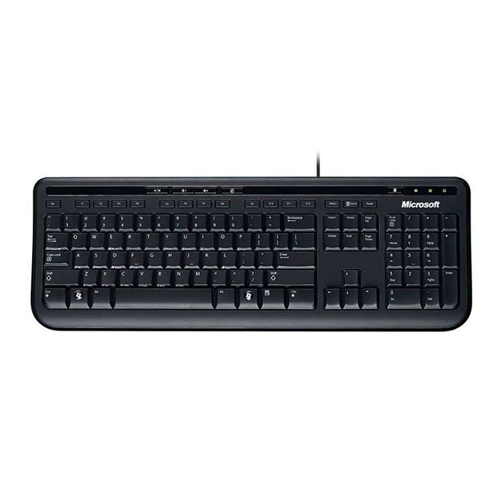 Teclado Microsoft USB Com Fio Teclas Silenciosas Luxx Black