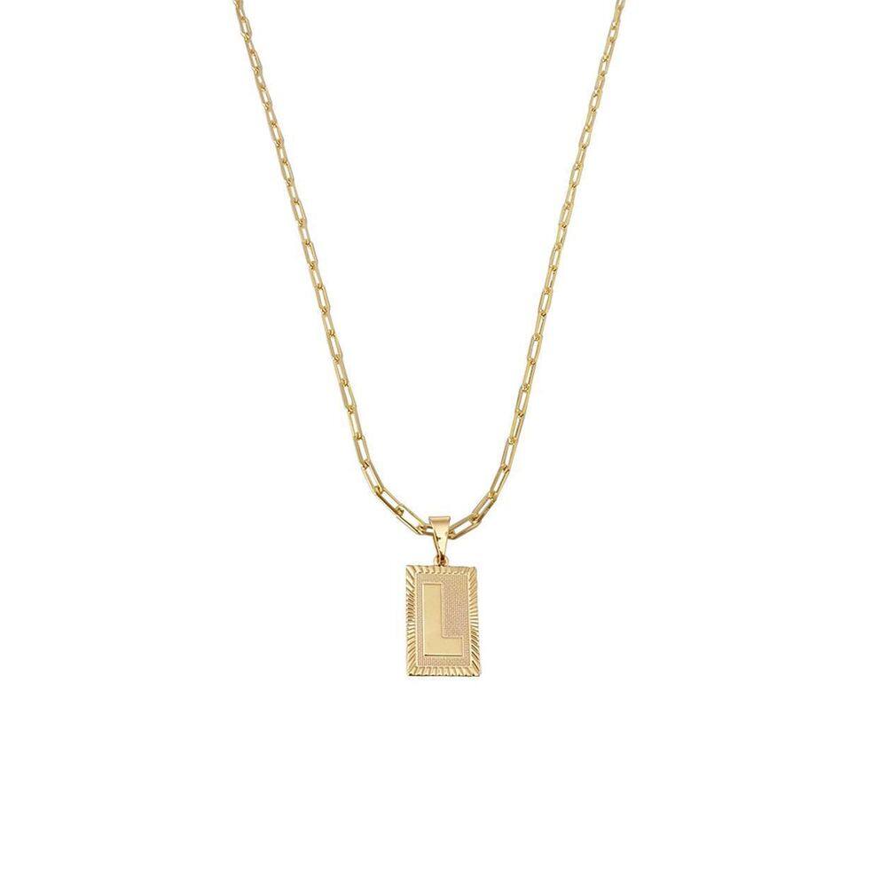 Cordão 50Cm Masculino Feminino Pingente Letra L Banhado Ouro