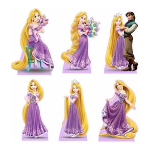 Kit 6 Totens De Mesa Enrolados Rapunzel Decoração Festa