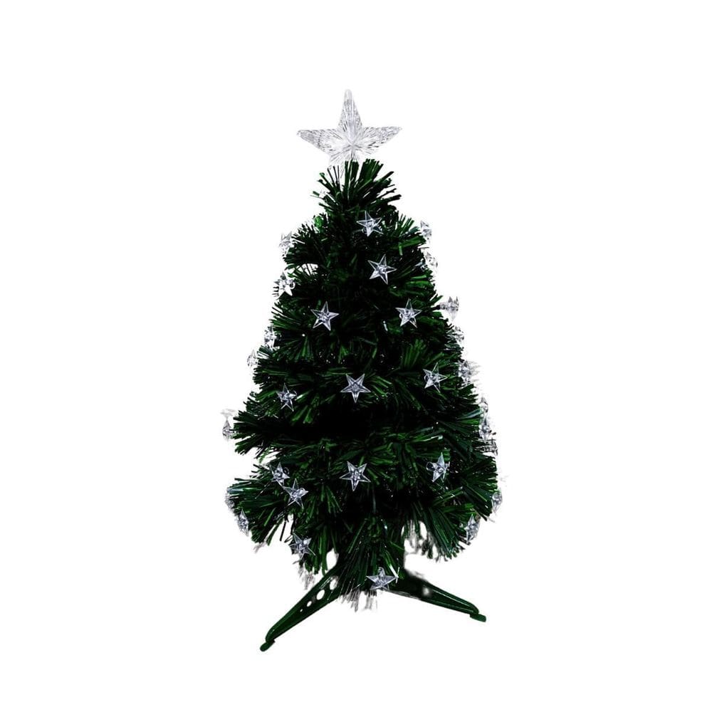 Árvore Fibra-Ótica Iluminada Ponta C/Estrela 8 Funções 60Cm