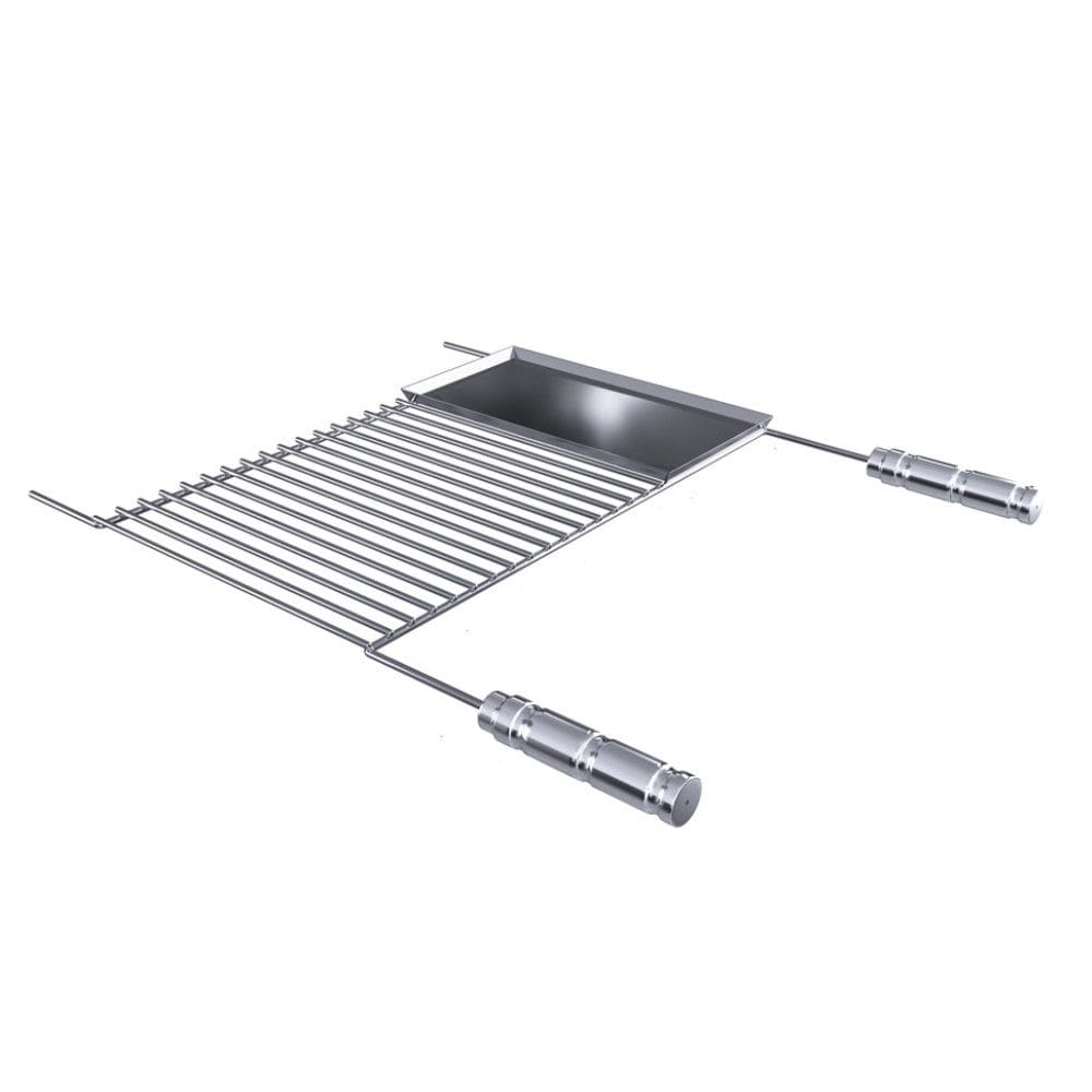 Grelha para Churrasco em Aço Inox com Chapa Auxiliar 70x58 cm
