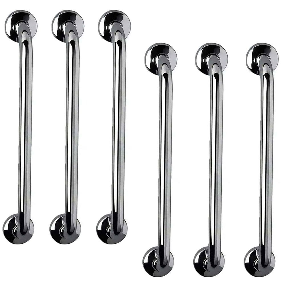 Barra de Apoio 40cm Alça Aço Inox Kit 6 Unidades Idoso Gestante Cadeirante Deficientes Suporte Banheiro Escada Corrimao