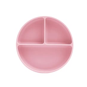 Prato Infantil Silicone com Divisórias e Ventosa Rosa - Petit Piá