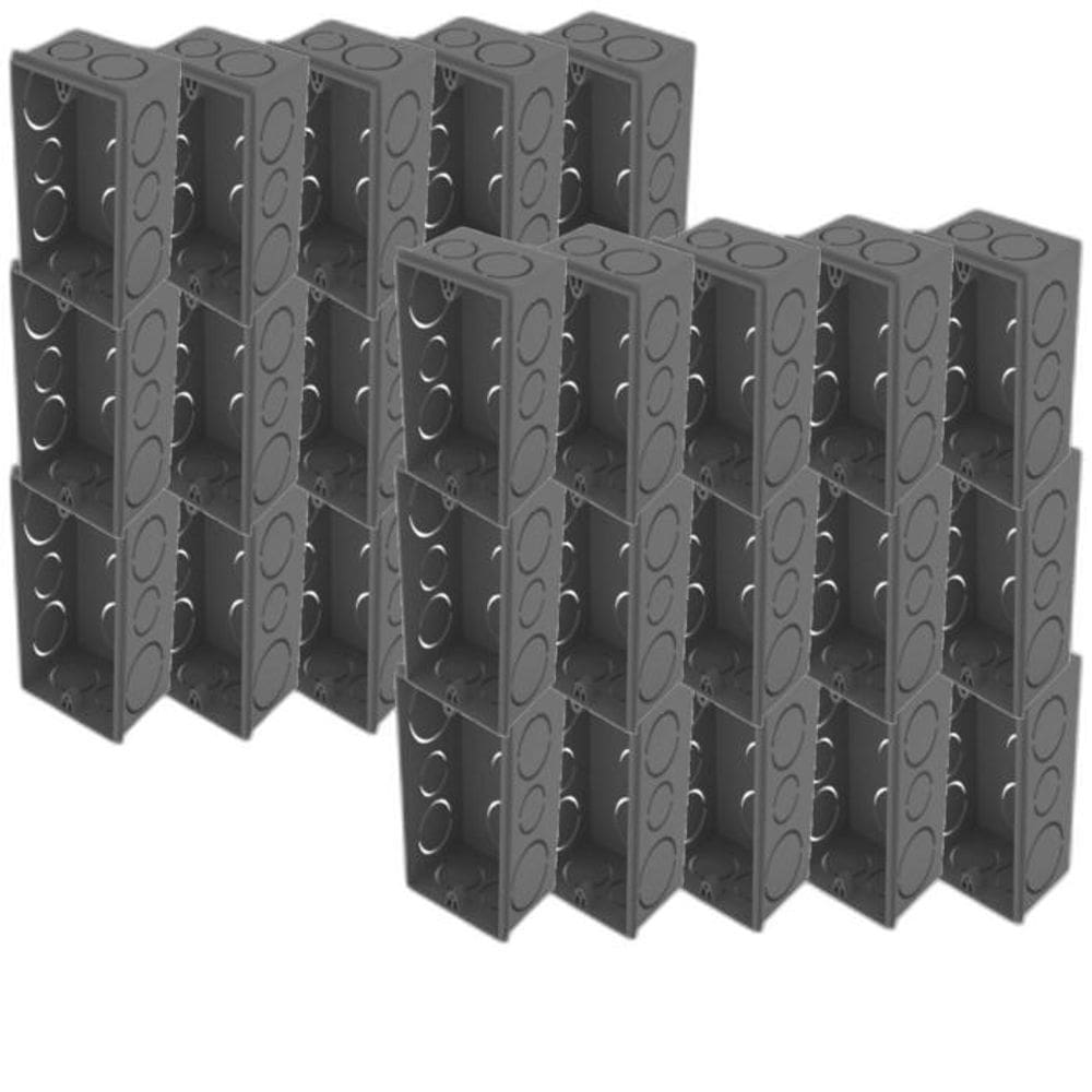 Kit 30 Caixa De Luz 4X2 Embutir Cinza Tuboline