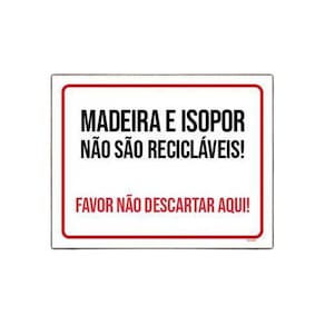 Placa Madeira Isopor Não São Recicláveis 18x23cm 5un