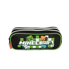 Estojo Minecraft 2 Compartimentos Colorido Sestini Preto