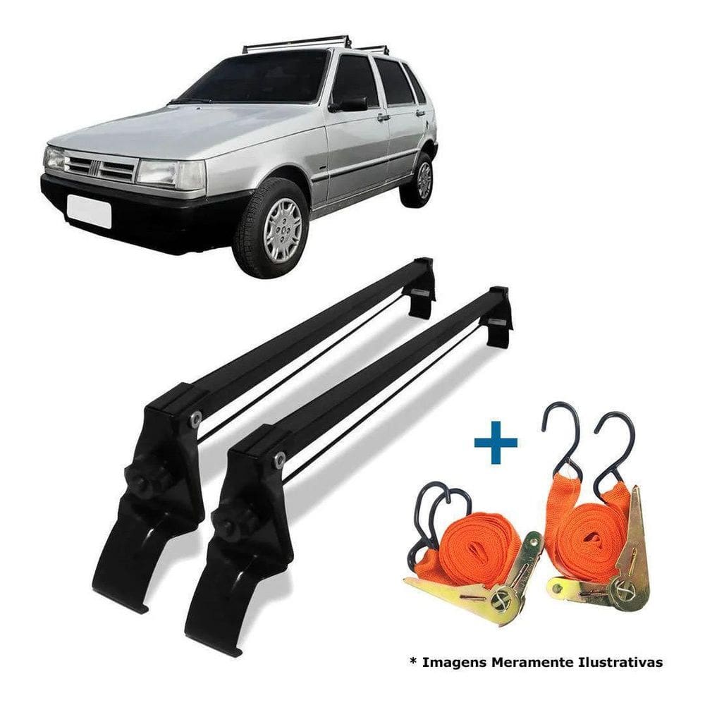 Rack Teto + 2 Cintas Fiat Uno Fire Mille 4 Portas Ano 1984