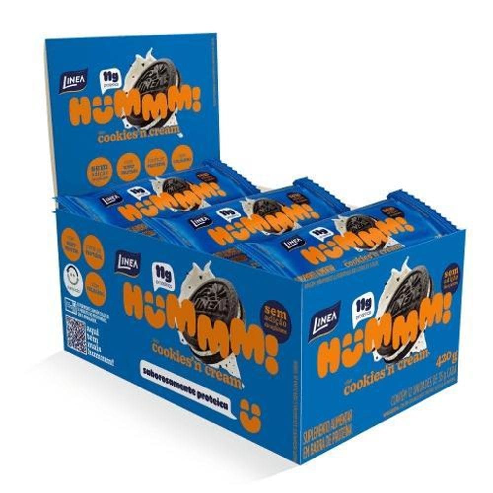 Barra Proteína 35G Linea Hummm Cookies Cream - 12 Unidades