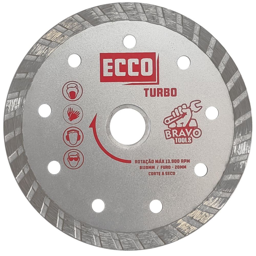 Disco De Corte Diamantado Turbo 110Mm X 20Mm Com Anel 16Mm
