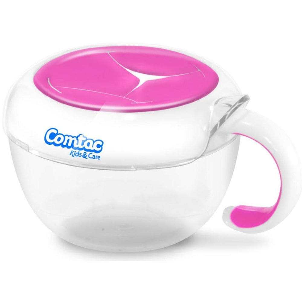 Porta Lanches Com Tampa De Silicone Rosa - Comtac Kids