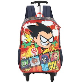 Mochila Jovens Titãs Rodinhas Escolar Teen Titans - Vermelha