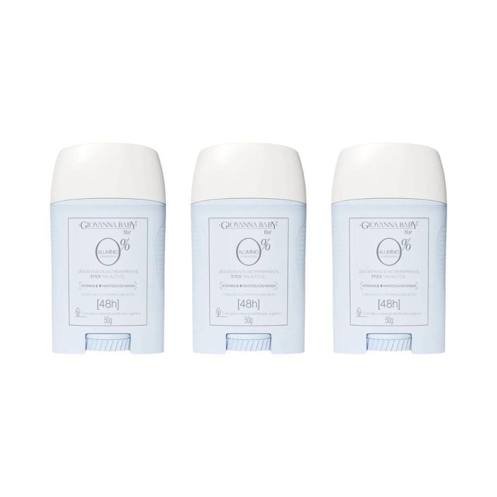 Desodorante Stick Giovanna Baby 50G 0% Aluminio Blue - 3Un