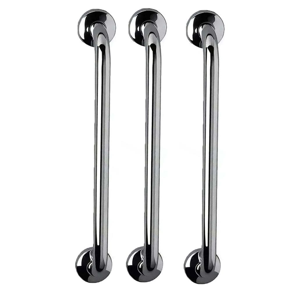 Barra de Apoio Aço Inox 40cm Kit 3 Unidades Acessibilidade Cadeirante Idoso Deficiente Banheiro Box Suporte Segurança Corrimao Parede