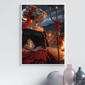 Quadro Pombagira 7 Saias 45X34Cm - Com Vidro