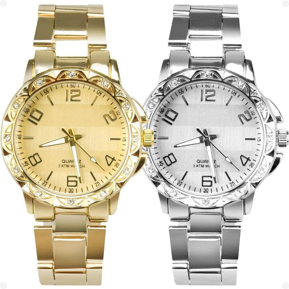 Relogio Feminino Prova Dagua Dourado Relogio Aço Strass