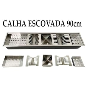 Calha Canal Organizador Escorredor Gourmet Úmida Inox 60Cm