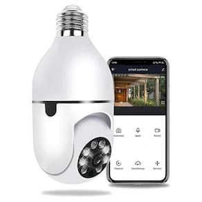Câmera Wireless E27 Wi-Fi Rotativa Entrada E Saída De Áudio