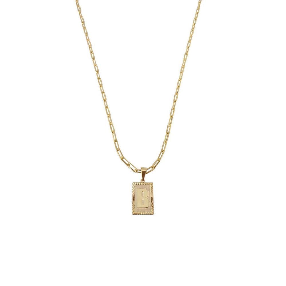 Cordão 45Cm Masculino Feminino Pingente Letra B Banhado Ouro