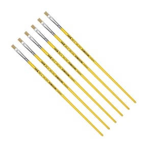Kit 6 Pincel Chato Longo Cerda Natural 815-4 Nº4 Fino Tigre