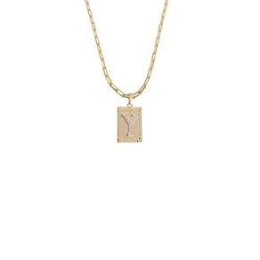 Cordão 60Cm Masculino Feminino Pingente Letra Y Banhado Ouro