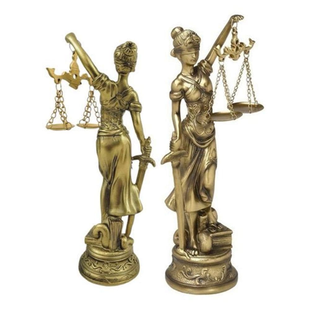 Estátua Deusa Dama Da Justiça Thêmis Direito Pequena Gold