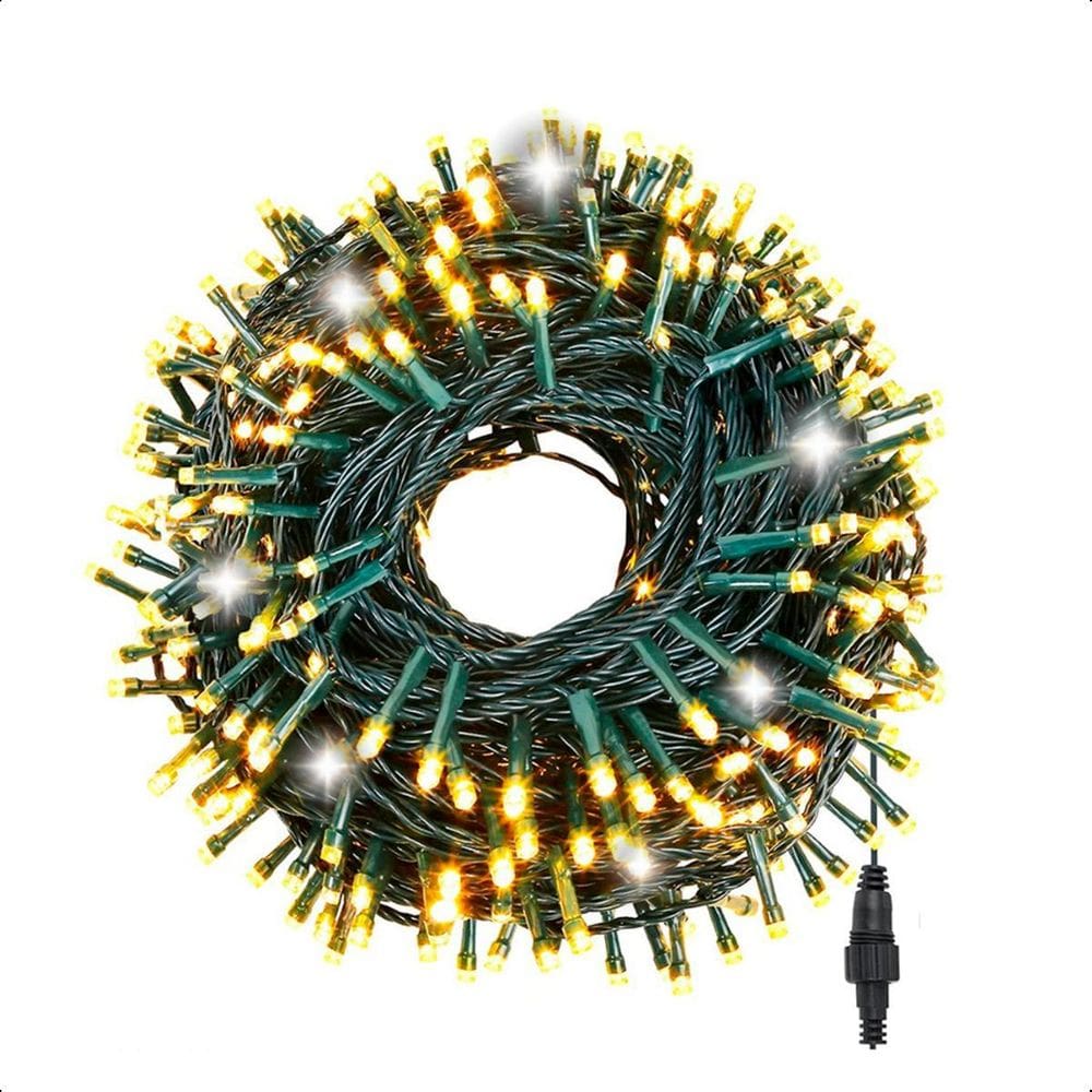 Cordão Pisca 100 Leds Fixo Strobo Prova D`Água 10M-Quente