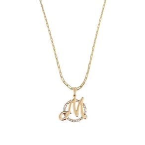 Colar Corrente 50 Cm Feminina Pingente Letra M Banhado Ouro